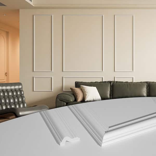 0.6 in. D x 0.9 in. W x 56.3 in. L Finished Polystyrene Pre-assembled Moulding Frame, Pre-Cut Wall Molding Set of 6 pcs