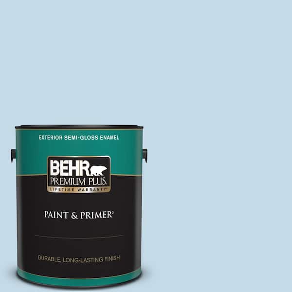 BEHR PREMIUM PLUS 1 gal. Home Decorators Collection #HDC-CT-15 Summer Sky Semi-Gloss Enamel Exterior Paint & Primer