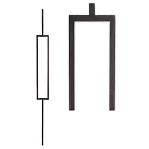 Aalto Modern 44 in. x 0.5 in. Satin Black Single Rectangle Hollow Wrought Iron Baluster