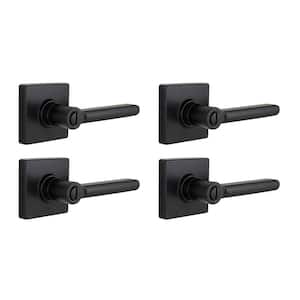 Tonbridge Matte Black Bed/Bath Door Handle with Square Rose (4-Pack)