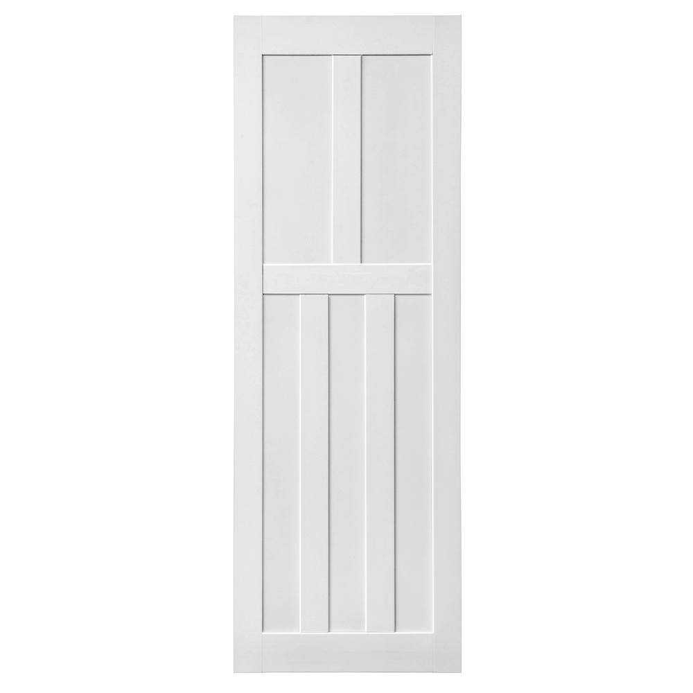 32 in. x 80 in. 5-Panel White Primed Solid MDF Core Wood Interior Door Slab