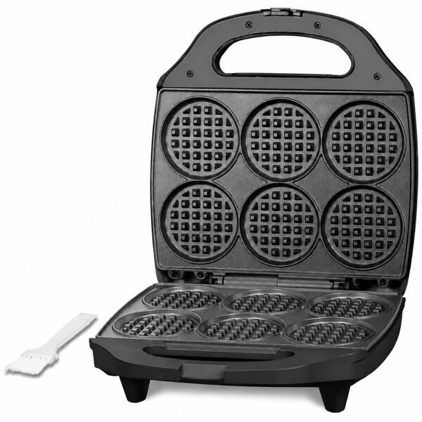 Multi Mini Waffle Maker Machine with Six 3-Inch Waffle Cavities for Quick Family Breakfasts