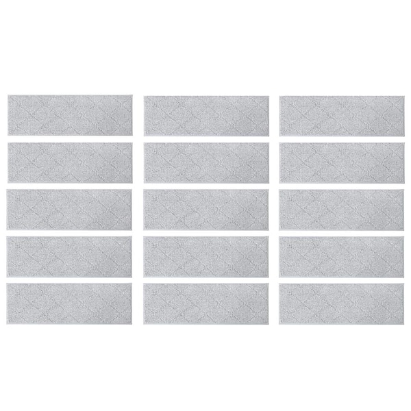 Grey 9 in. x 28 in. Non-Slip Carpet Polyester Stair Tread Cover Set of 10