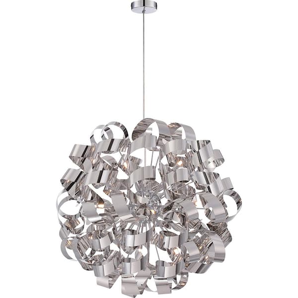 Quoizel Ribbons 31 in. 12-Light Polished Chrome Pendant