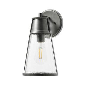 Jaxon - Antique Brushed Aluminum Outdoor Modern Metal and Seedy Glass Hardwired Wall Sconce