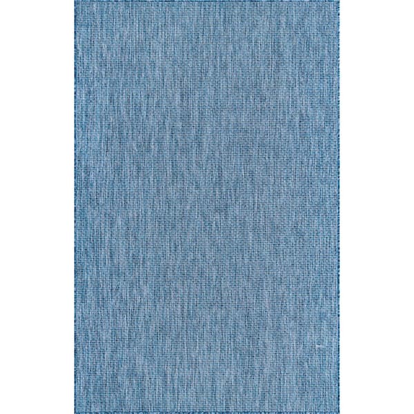 Unique Loom Outdoor Solid Blue 5' 0 x 8' 0 Area Rug