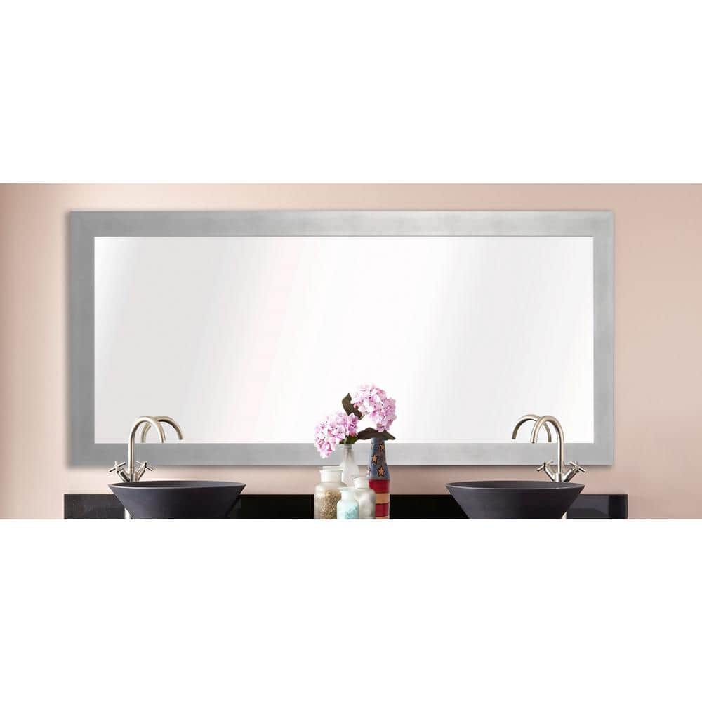 34 in. W x 67 in. H Framed Rectangular Bathroom Vanity Mirror in Silver ...