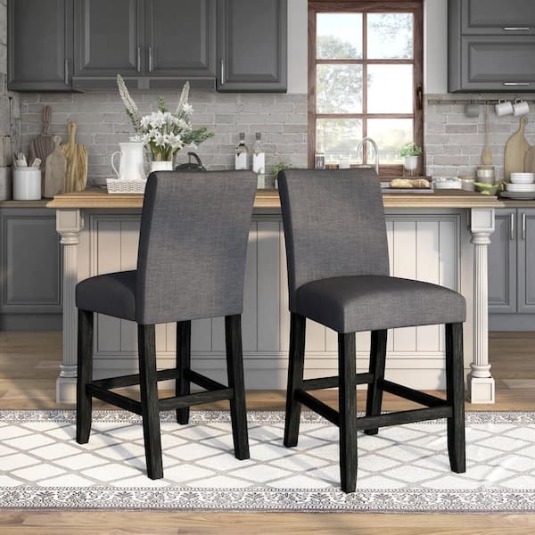 Jorgie 41 in. Gray Upholstered Counter Height Chairs (Set of 2)