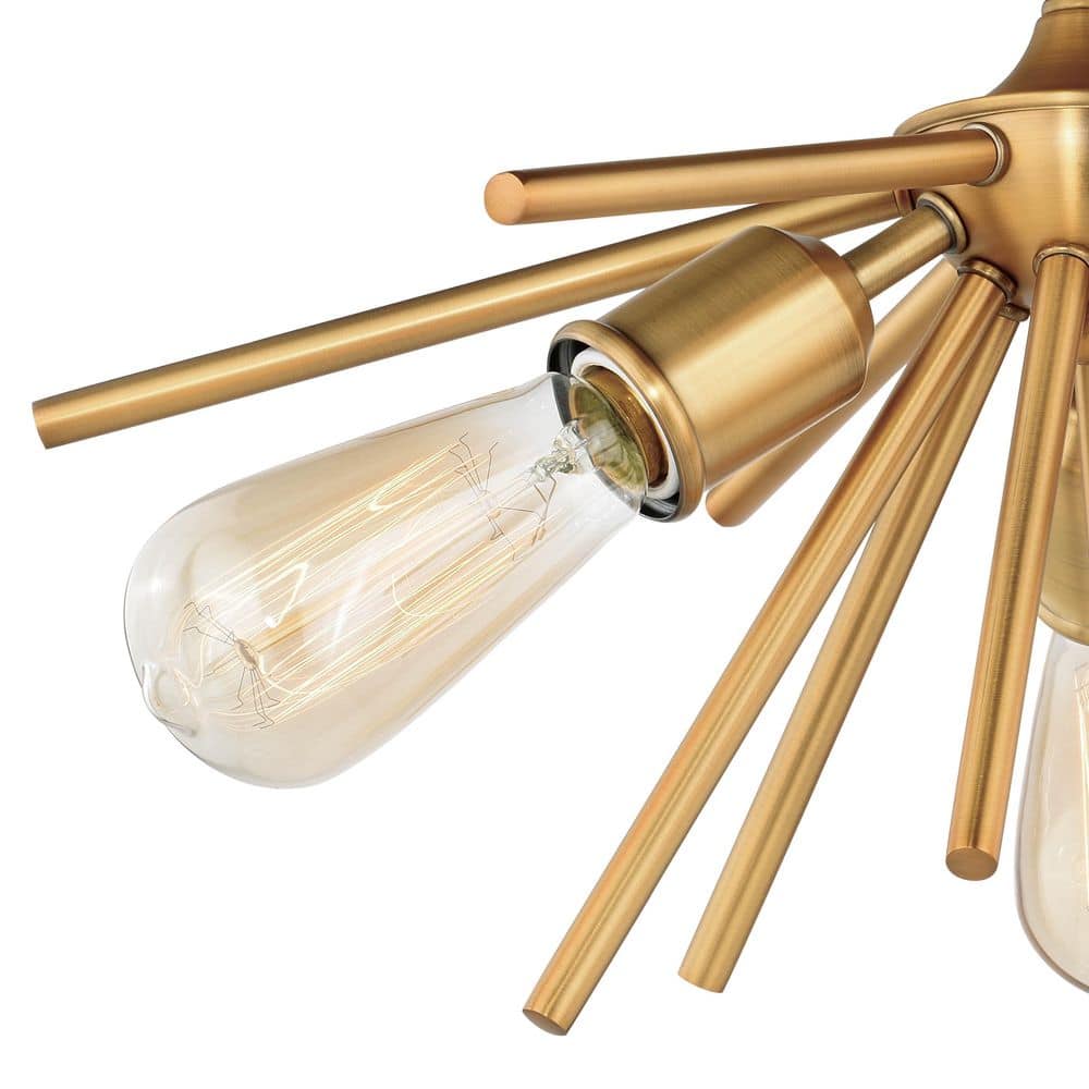 Estelle Natural Brass Mid-Century Modern 17" Semi-Flush Mount Ceiling Light