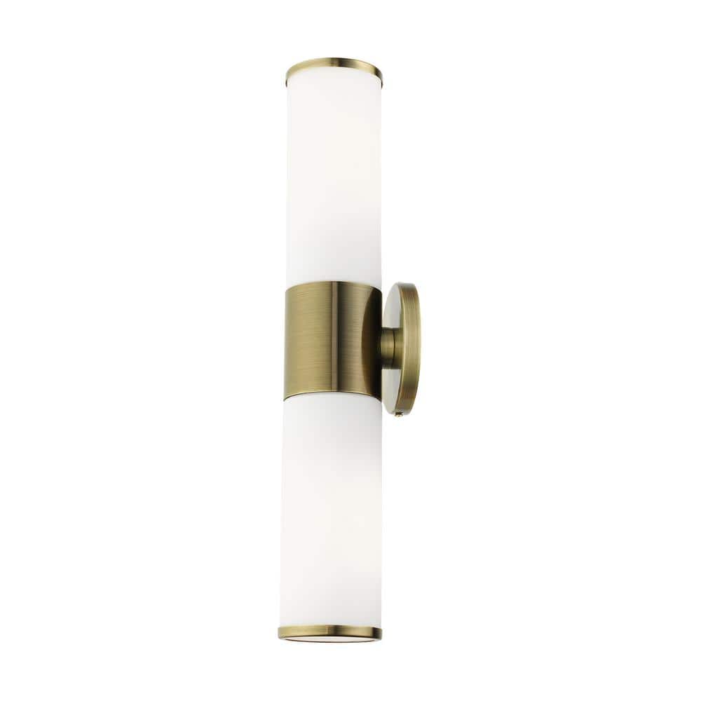 Antique Brass 2-Light Wall Mount Vanity Sconce