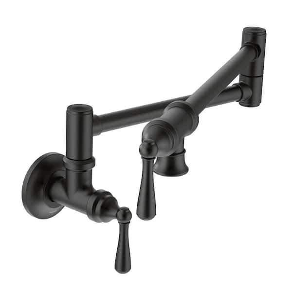 Moen Traditional Wall Mount Pot Filler With Swing Arm In Matte Black 