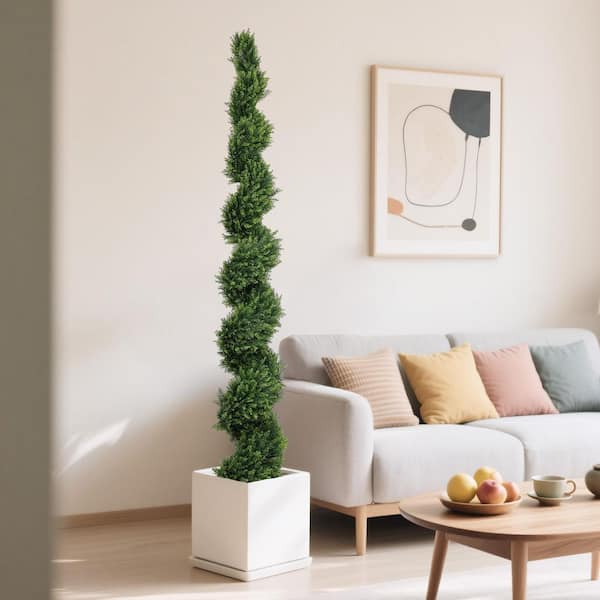 7 ft. Artificial Spiral Topiary Trees Outdoor Faux Boxwood Plants