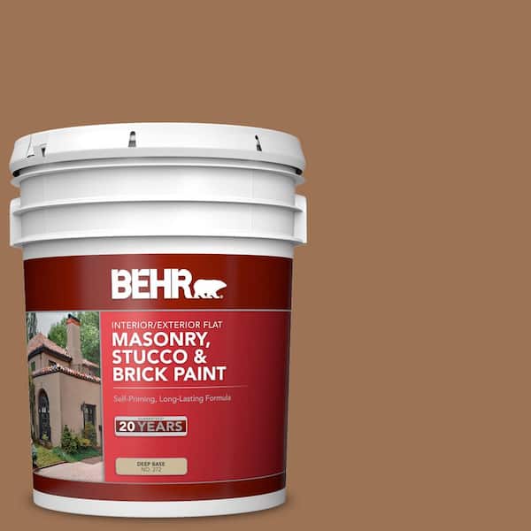 BEHR 5 gal. #S240-6 Ranch Brown Flat Interior/Exterior Masonry, Stucco and Brick Paint