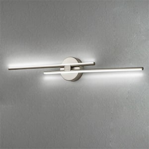 Bourget 31.49 in. 2-Light Brushed Nickel LED Vanity Light Bar with 6000K for Bathroom, Bedroom, Living Room