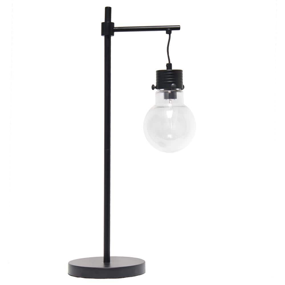 24" Black Industrial Nightstand Lamp with Clear Glass Shade
