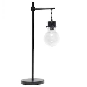 24 in. 1-Light Black Matte Beacon Table Lamp with Clear Glass Shade