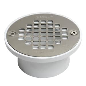 Round Gray PVC Shower Drain with 4 in. Round Screw-In Stainless Steel Drain Cover