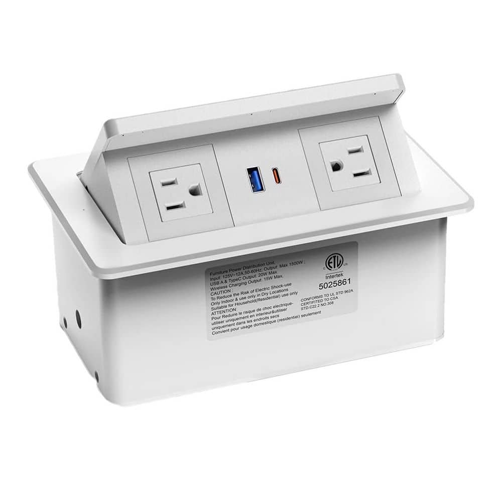6 ft. 2-Outlet Surge Protector with 1 USB-A Ports 1 USB-C Ports Wireless Charger Pop Up Recessed Power Strip price history on PriceWatchPro