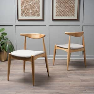 Francie Beige and Natural Oak Upholstered Dining Chairs (Set of 2)