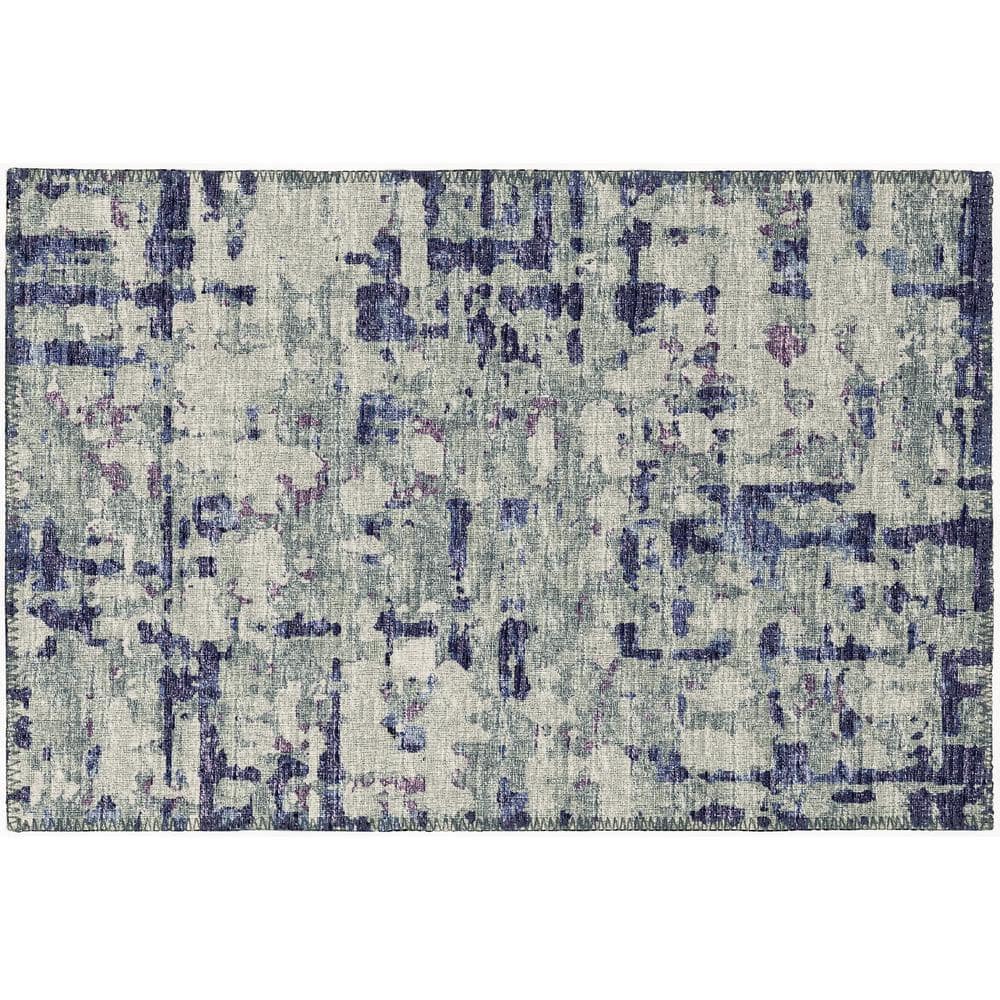 Bravado Purple 1 ft. 8 in. x 2 ft. 6 in. Geometric Indoor/Outdoor Washable 