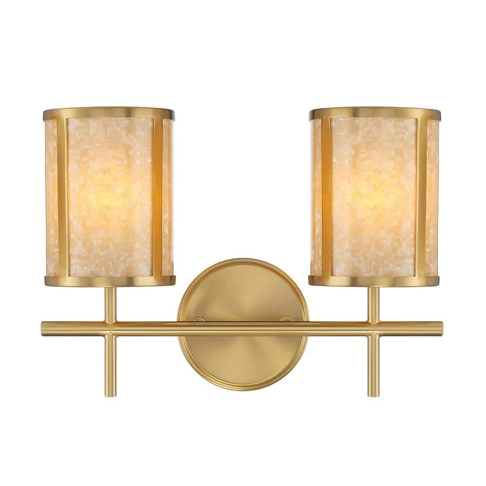 Camden 14.75 in. W x 10.25 in. H 2-Light Warm Brass Traditional Bathroom Vanity Light with Shell Shades price history on PriceWatchPro