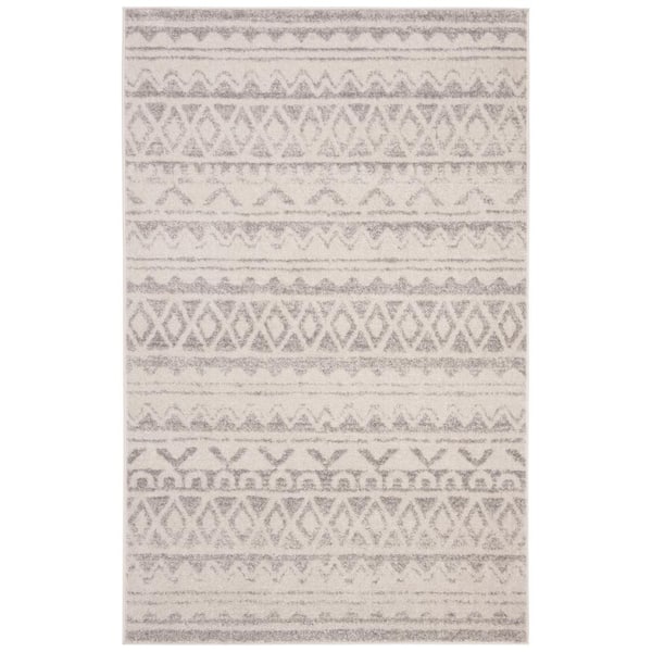 Adirondack 3 ft. x 4 ft. Ivory/Gray Geometric Striped Area Rug