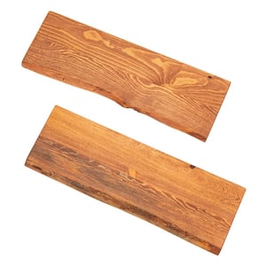 24 in. x 8 in. x 1 in. Sunset Cedar Solid Pine Live Edge Wall Shelf (Set of 2)