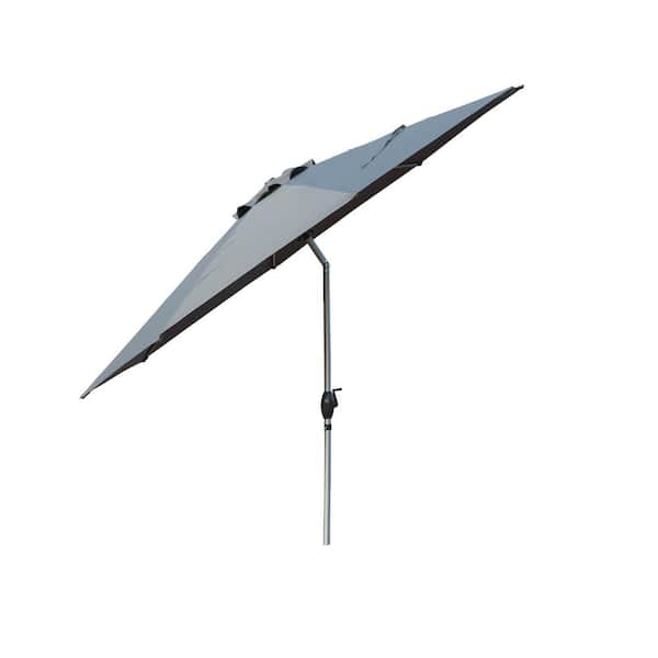 Domi 9 ft. Market Patio Umbrella with Push-Button Tilt and Crank in Gray