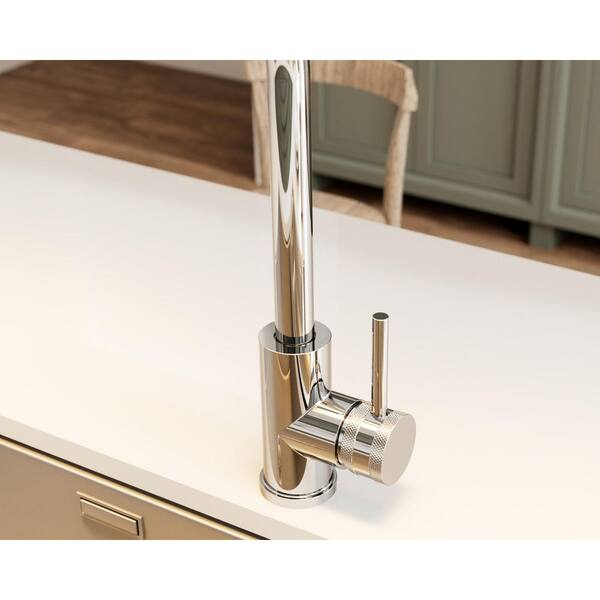 ANGELSEY Single-Handle High-Arc Kitchen Faucet with 360° Spout Swivel in Polished Chrome