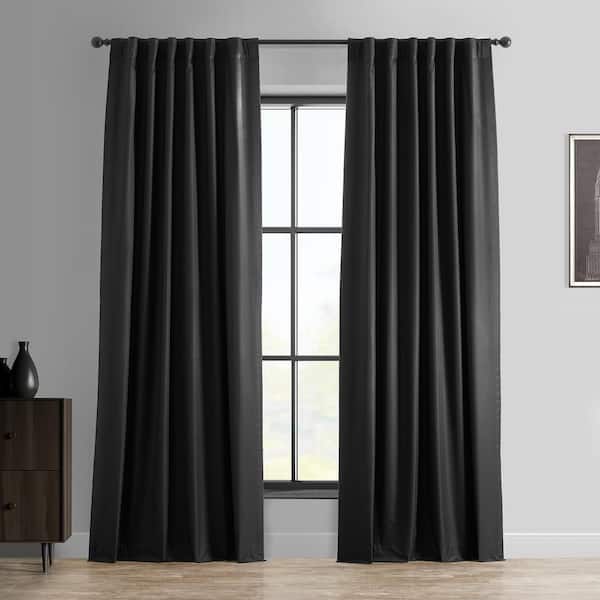 Exclusive Fabrics & Furnishings Deep Black Essential Polyester 50 in. W x 108 in. L Rod Pocket 100% Blackout Curtain (Single Panel)