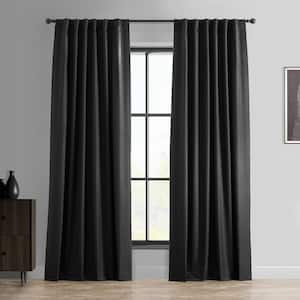 Deep Black Essential Polyester 50 in. W x 84 in. L Rod Pocket 100% Blackout Curtain (Single Panel)