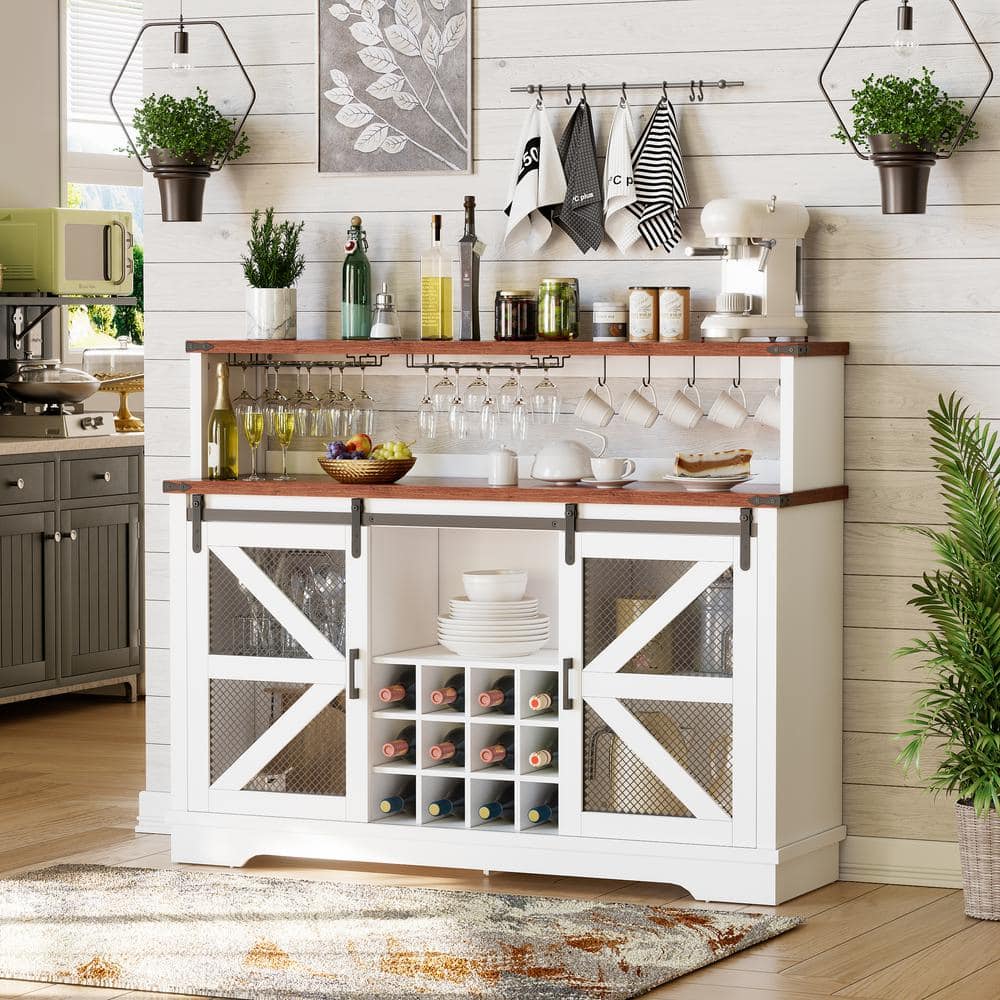 Kitchen Details Casual Chrome Metal China Cabinet with Wine Storage