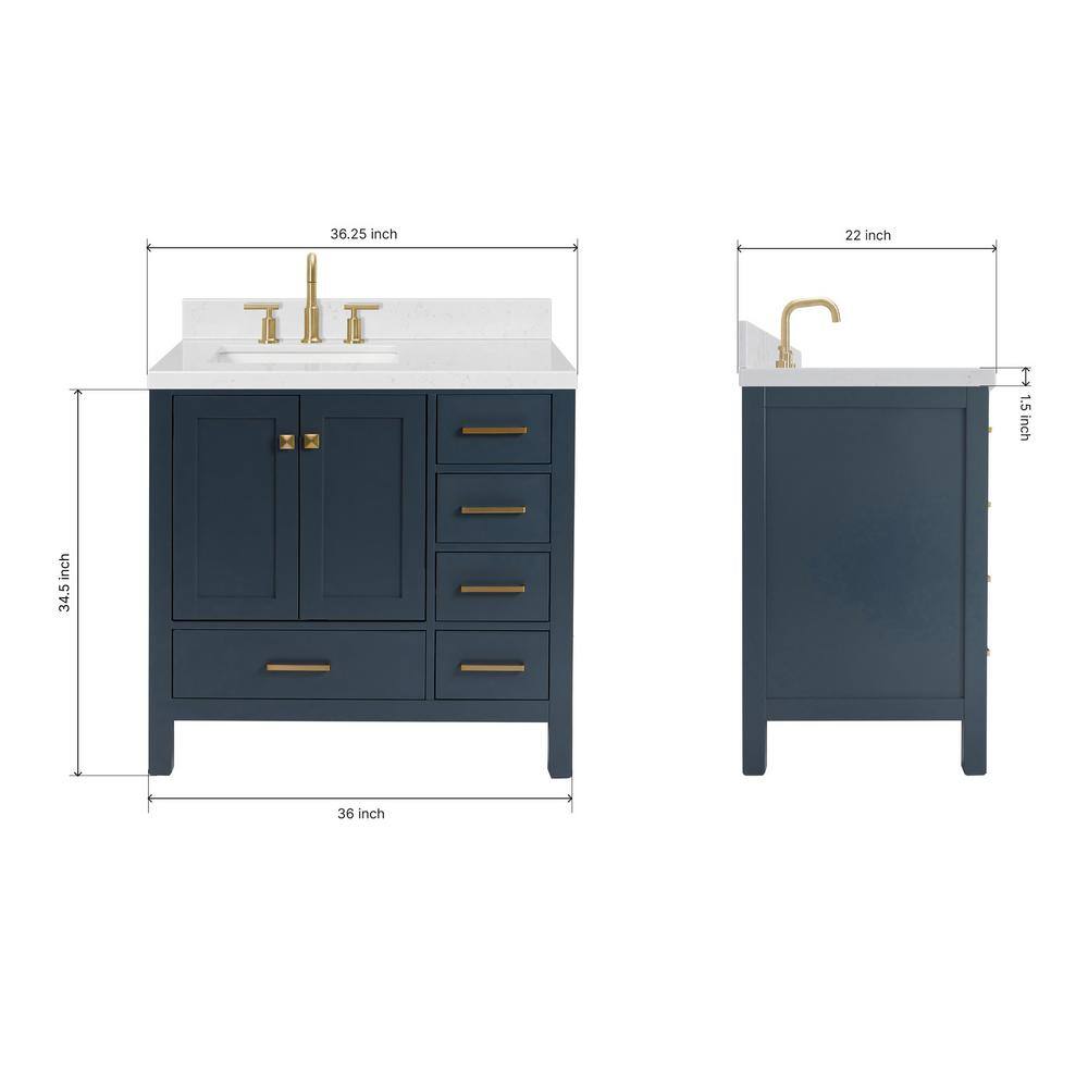 Midnight Blue 36" Freestanding Vanity with Quartz Top