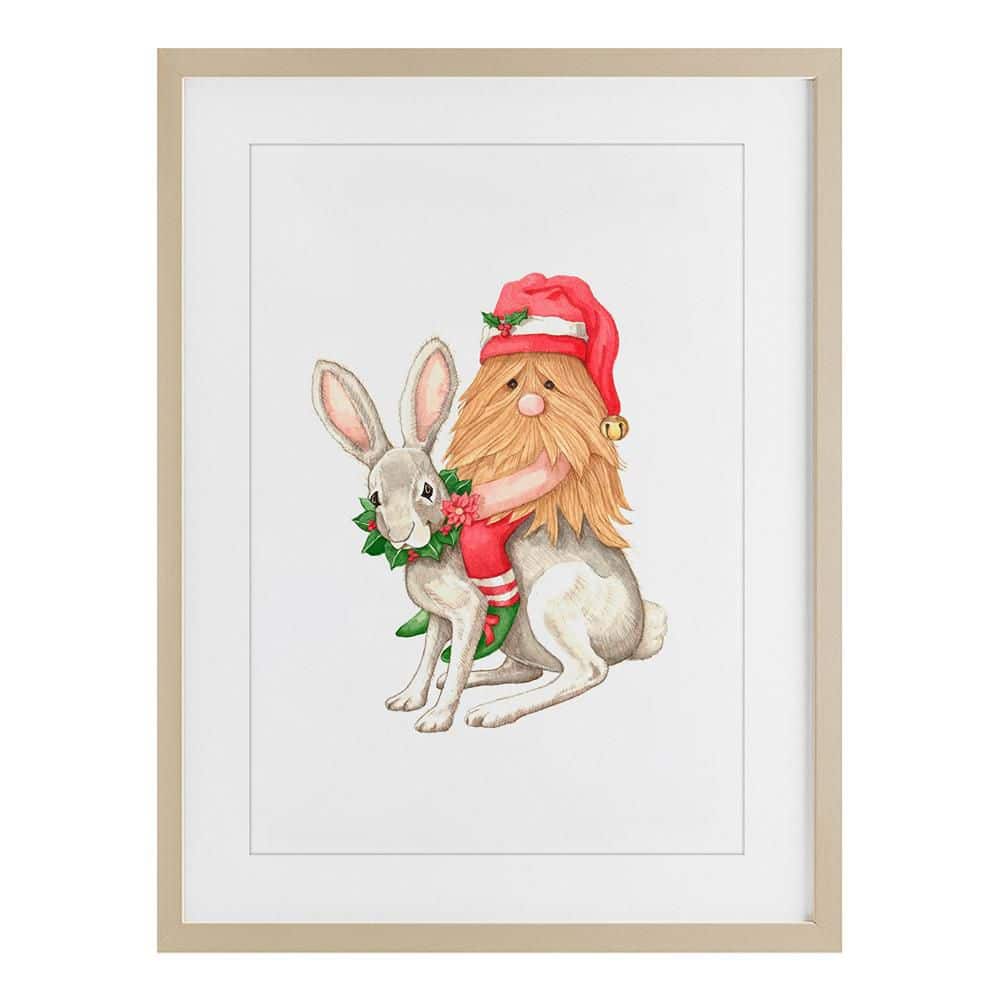 Santa's Elf Riding Rabbit by Nancy Overton 1 Piece Birch Framed Graphic Fantasy Art Print 20 in. x 14 in. price history on PriceWatchPro