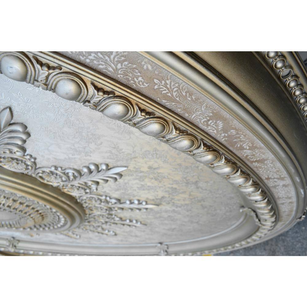 Champagne Silver Large Oval Ceiling Medallion 79 Inches