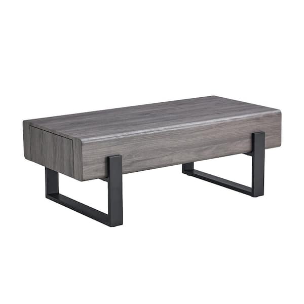 Polibi Modern 47.2 in. Gray Rectangle Wood Coffee Table