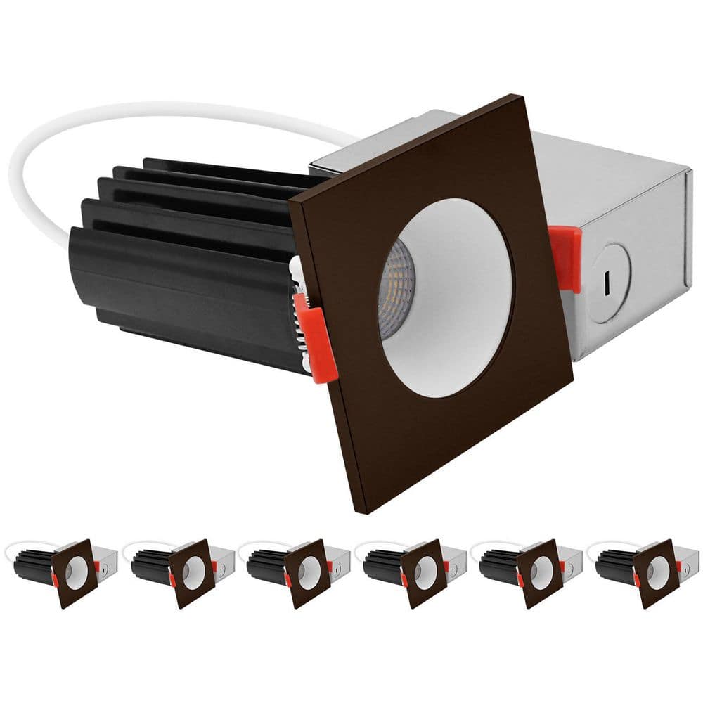 2 In. Integrated LED Recessed Canless Light with Square Bronze Interchangeable Trim 5CCT, 1000LM, 15W, Dimmable, 6 Pack price history on PriceWatchPro