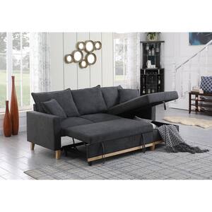 Colton 84 in. Square Arm 1-Piece Fabric L-Shaped Sectional Sofa in Gray with Chaise