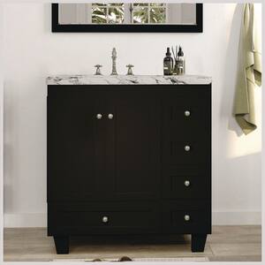 Acclaim 30 in. W x 22 in. D x 34 in. H Bathroom Vanity in Espresso with Carrara Marble Vanity Top with White Sink