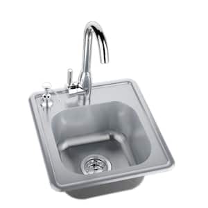 17 in. 304 Stainless Steel Single Sink with Cold and Hot Water Faucet