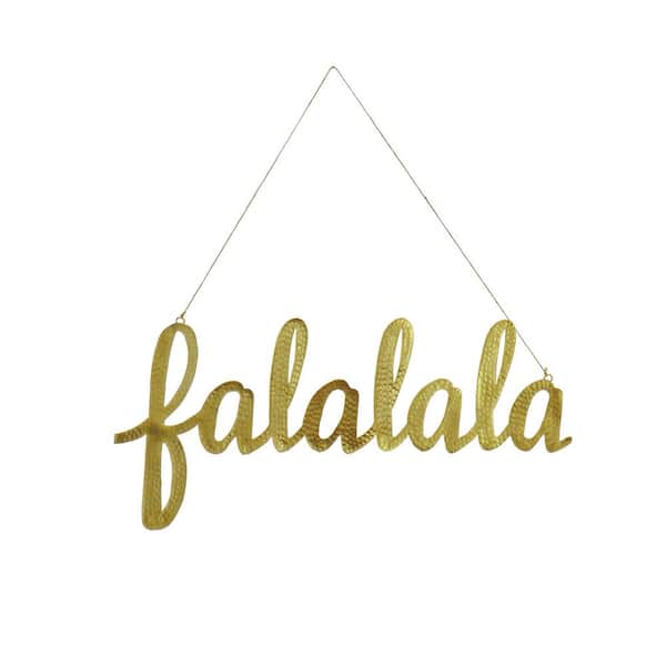 19 in. Gold Metal HGTV Home Collection "Falalala" Hanging Wall Decoration