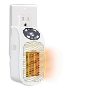 7.87 in Electric Outlet Ceramic Plug-In Space Heater, LCD Digital Screen, Up to 24-Hour Timer, 400-Watt