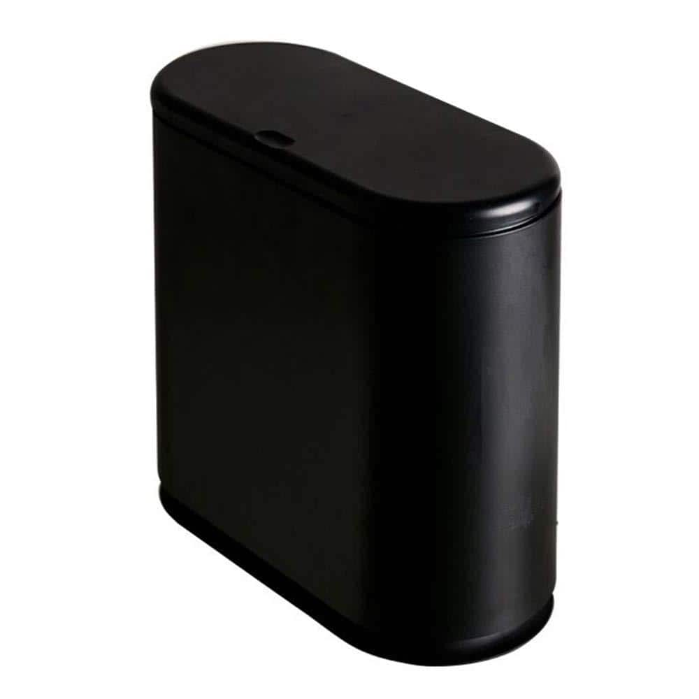 2 4 Gal Black Rectangular Plastic Trash Can With Push On Lid   Indoor Trash Cans Hpznvlzt01 64 1000 