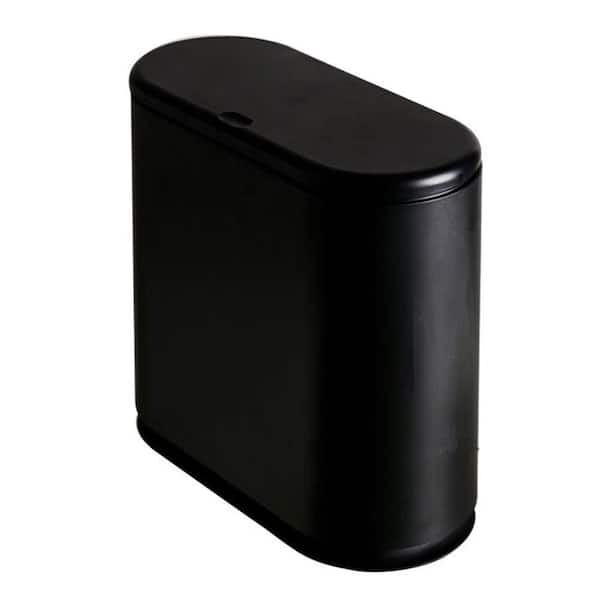 2.4 Gal. Black Rectangular Plastic Trash Can with Push On Lid ...