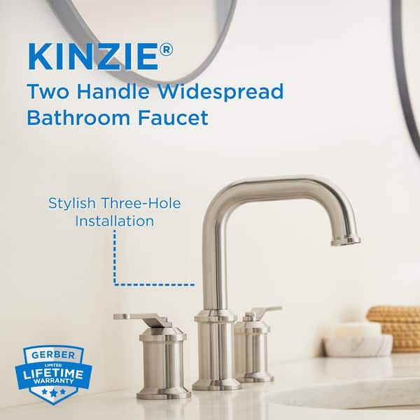 Kinzie 8 in. Widespread 2-Handle Bathroom Faucet with Metal Touch Down Drain in Brushed Nickel