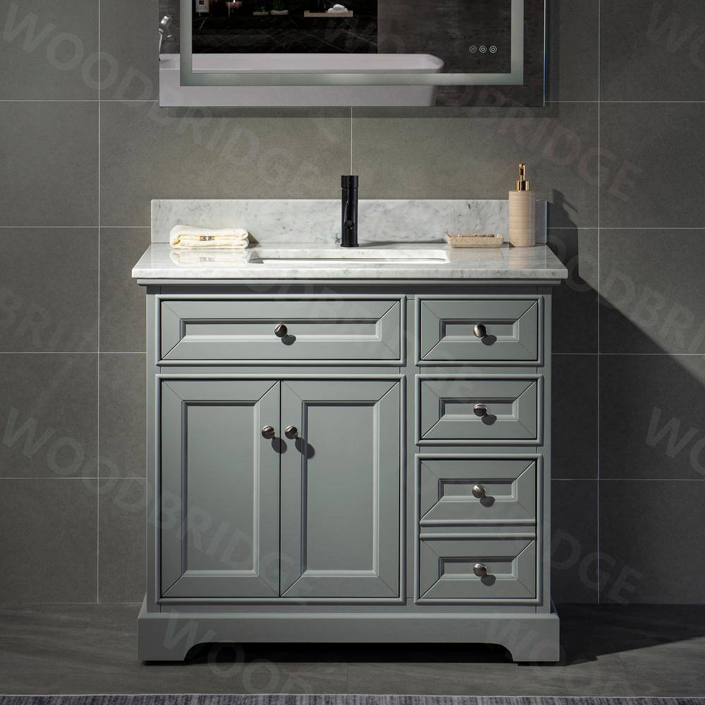 WOODBRIDGE London 37 in.W x 22 in.D x 38 in.H Bath Vanity in Gray with