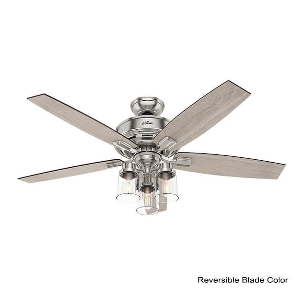 Hunter Bennett 52 in. LED Indoor Brushed Nickel Ceiling Fan with 3