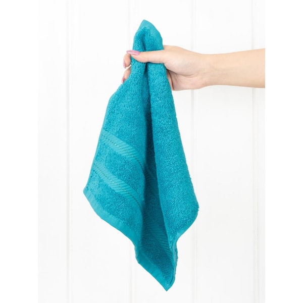 American Soft Linen Washcloth Set 100% Turkish Cotton 4 Piece Face Hand Towels for Bathroom and Kitchen - Aqua Blue