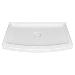 Ovation Curve 48 in. L x 30 in. W Alcove Shower Pan Base with Center Drain in Arctic White