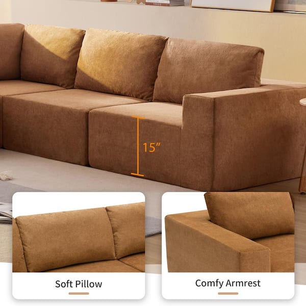 sumyeg 116 in. Modern Modular L-Shaped Polyester Sectional Sofa in